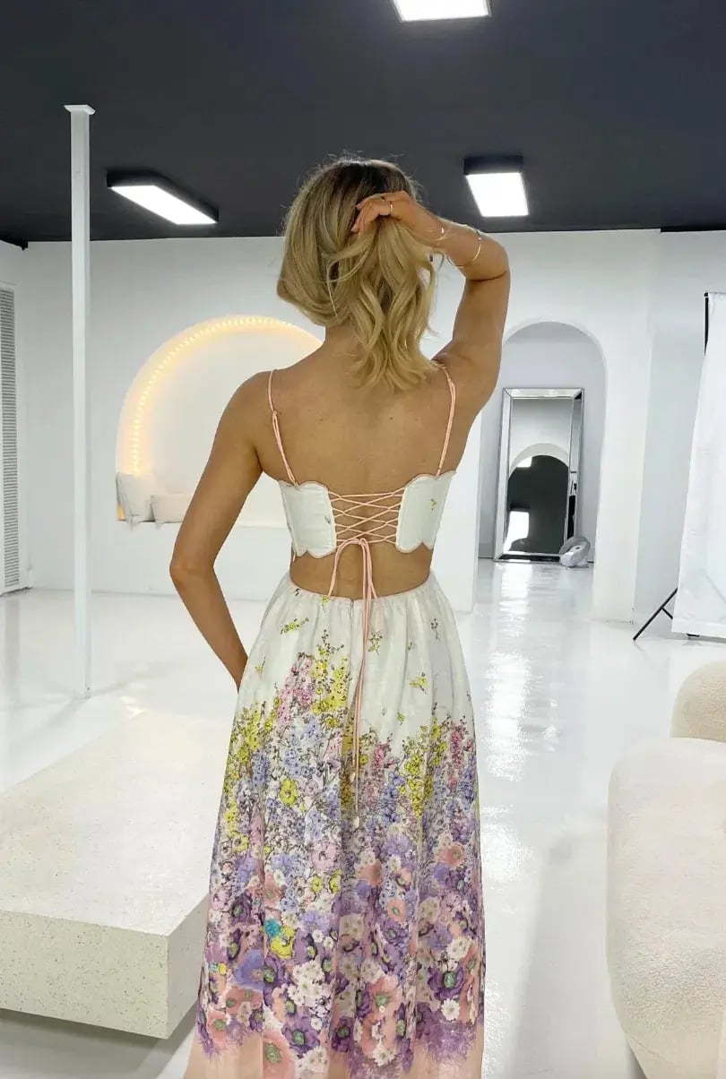 Zimmermann Jude Scallop Midi Dress in Peach Gradient Floral  Size 1 /Au 10 photo 3