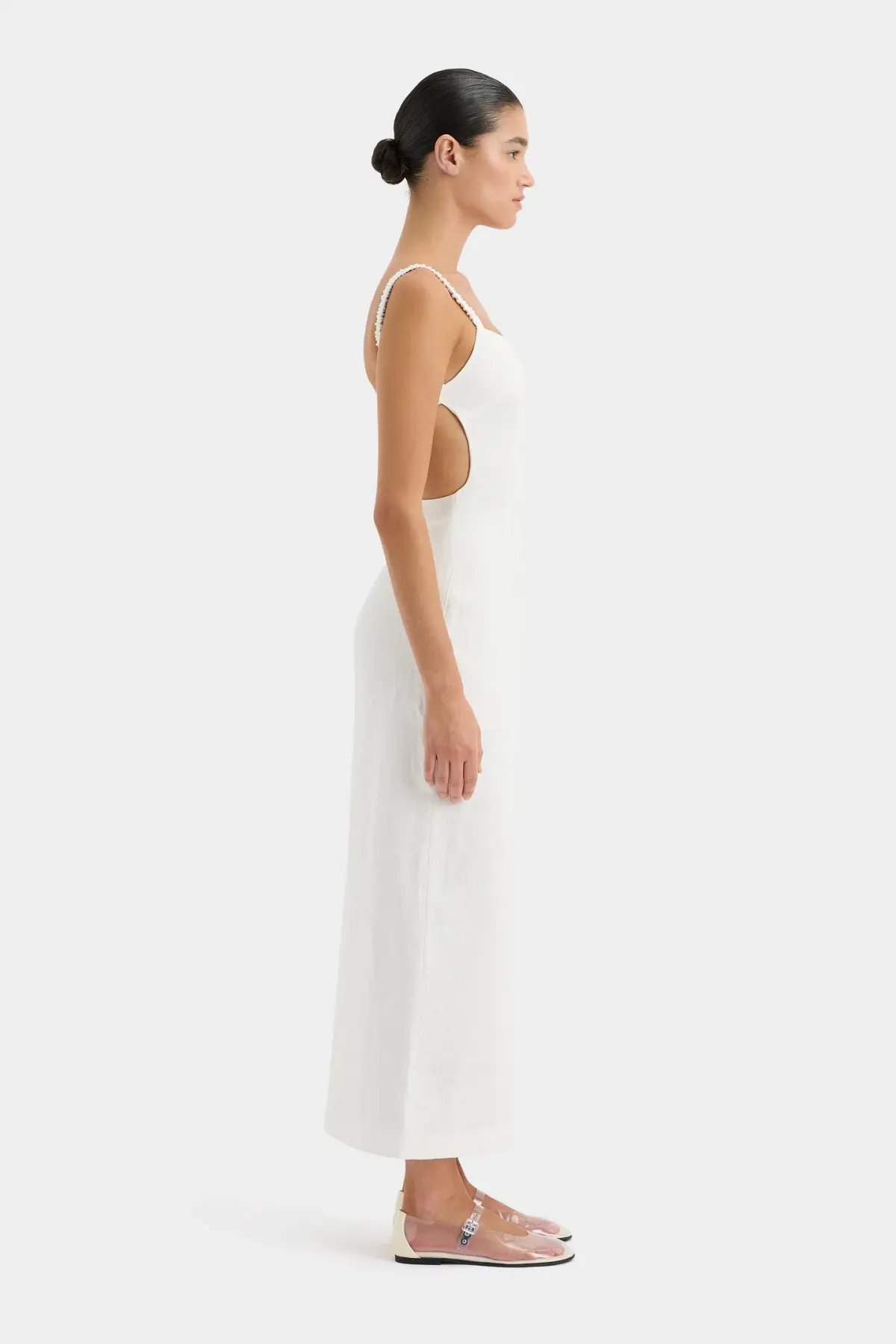 Sir the Label Primrose Ruched Midi Dress Ivory White Size 1 / AU 8 photo 4