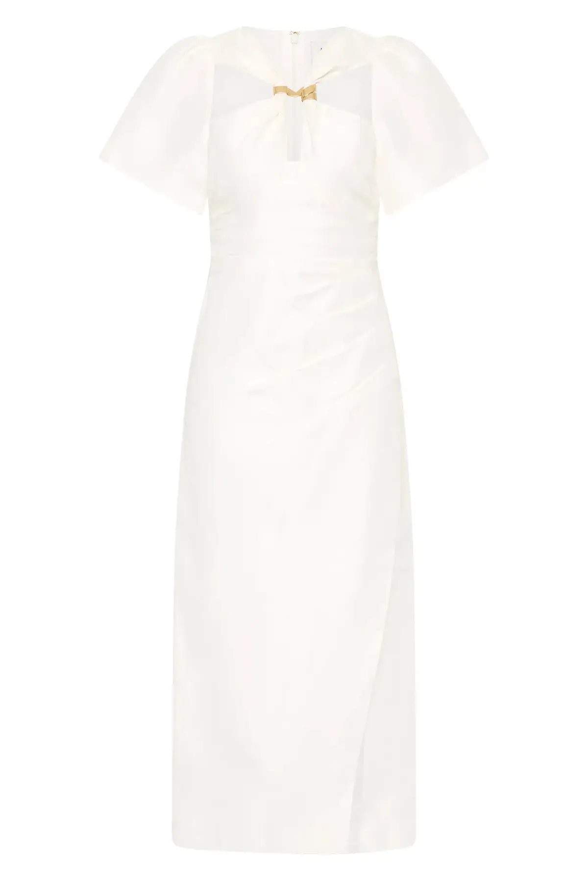 Aje Presence Twisted Midi Dress Ivory Size 12 photo 5