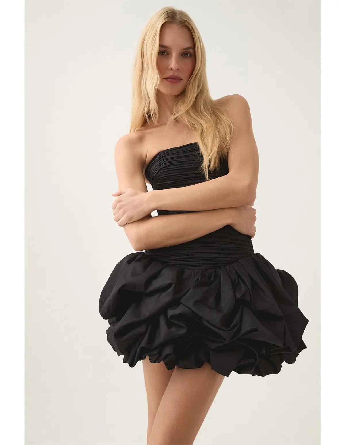 AJE Violette Bubble Hem Mini Dress Black Size 10 photo 3