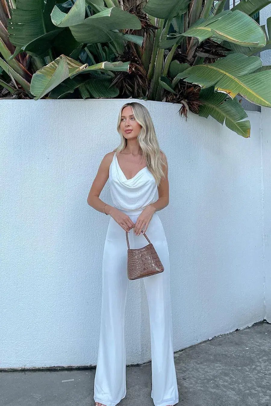 MISHA Moyra Slinky Jumpsuit Ivory White Size 12 photo 3