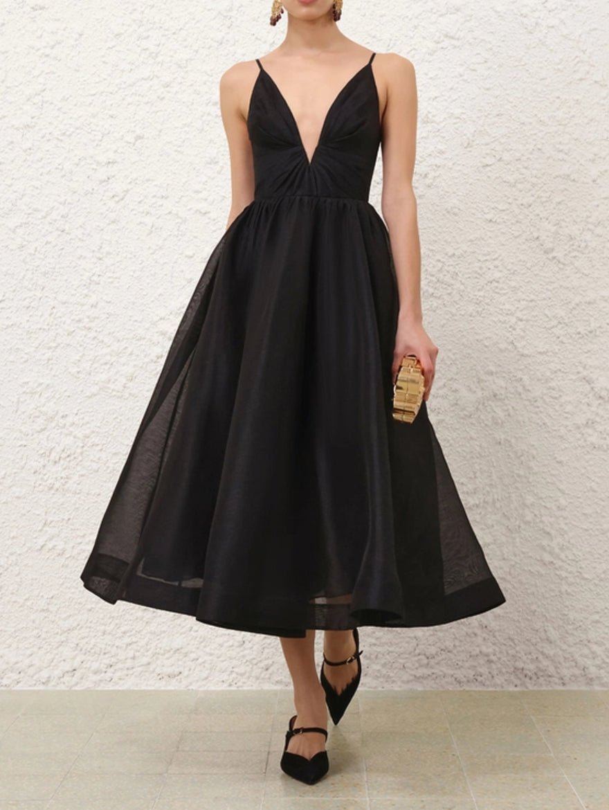 Zimmermann Hypnotic V Neck Midi Dress In Black photo 3