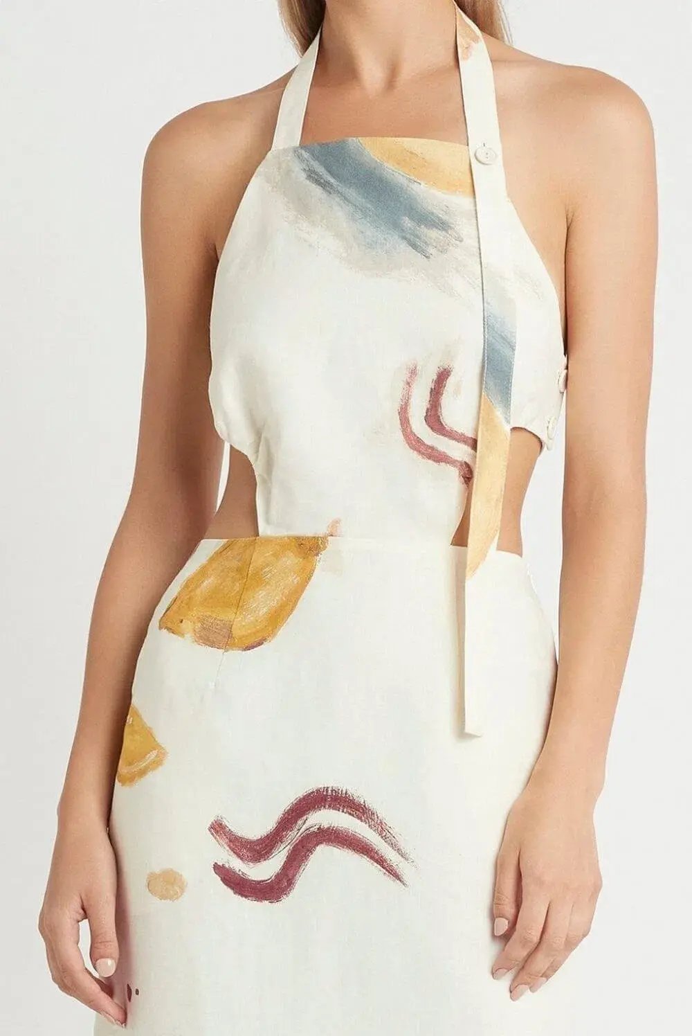 Sir The Label Gabrielle Penfold Martine Halter Dress Print Cream Size 0 / AU 6 photo 2