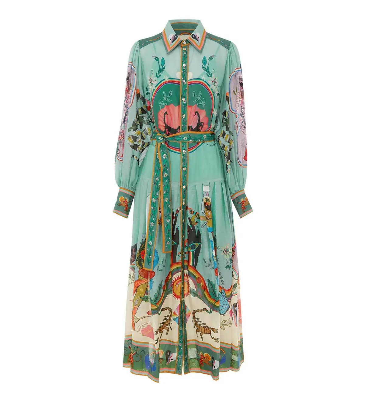 Alemais Evergreen Midi Shirtdress Green/Print Size 14 photo 3