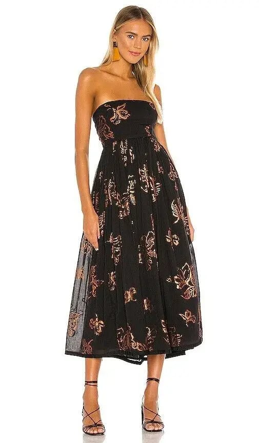 Free People Baja Babe Midi Dress Black Size 10 photo 4