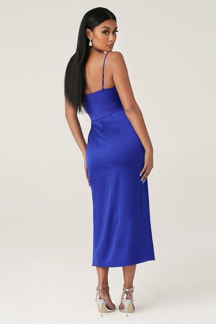 Meshki Kimberly Cowl Front Midi Dress Blue Size 8 photo 2