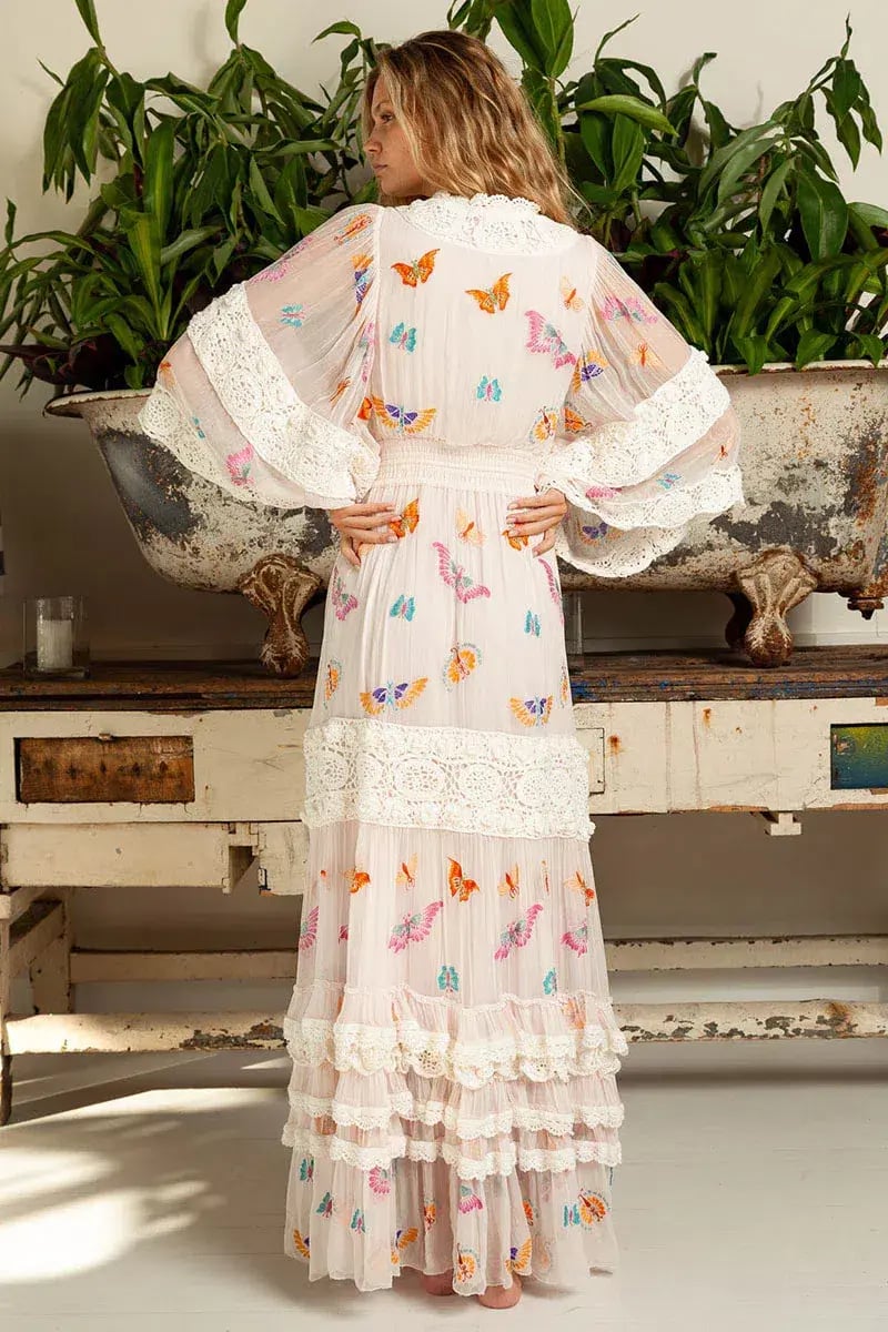 Fillyboo Madam Butterfly Embroidered Duster in Delicacy Size M photo 3