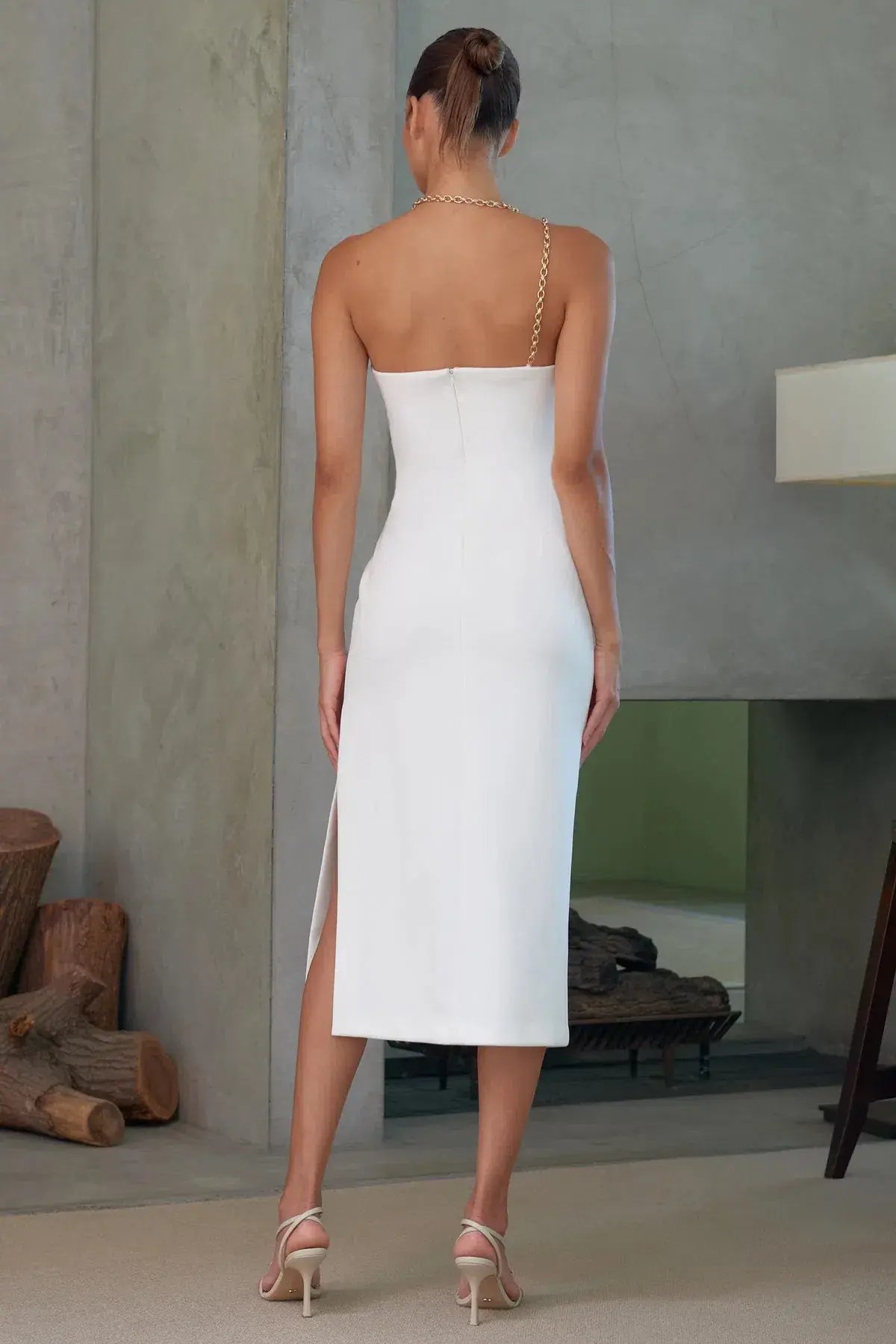 Misha Demetria Midi Dress White Size 6/XS photo 3