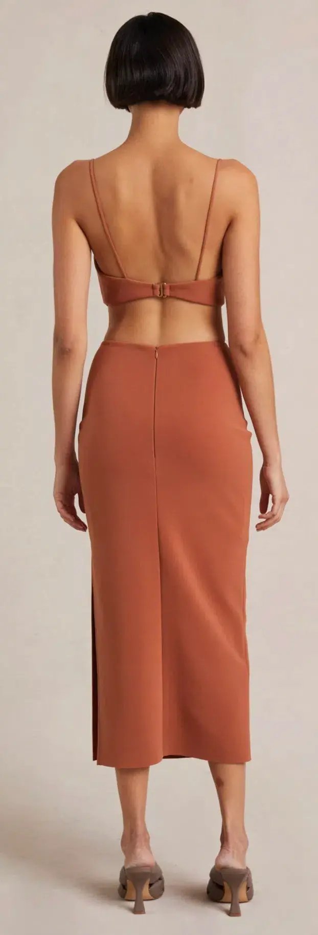 Bec and Bridge Alba Cut Out Midi Dress Brown Size 10 photo 4