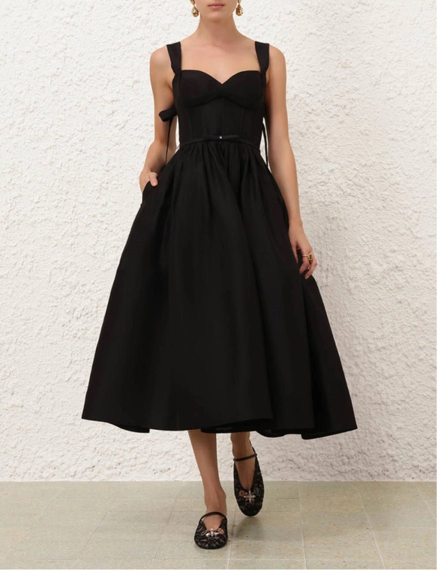 Zimmermann Crush Picnic Midi Dress In Black photo 3