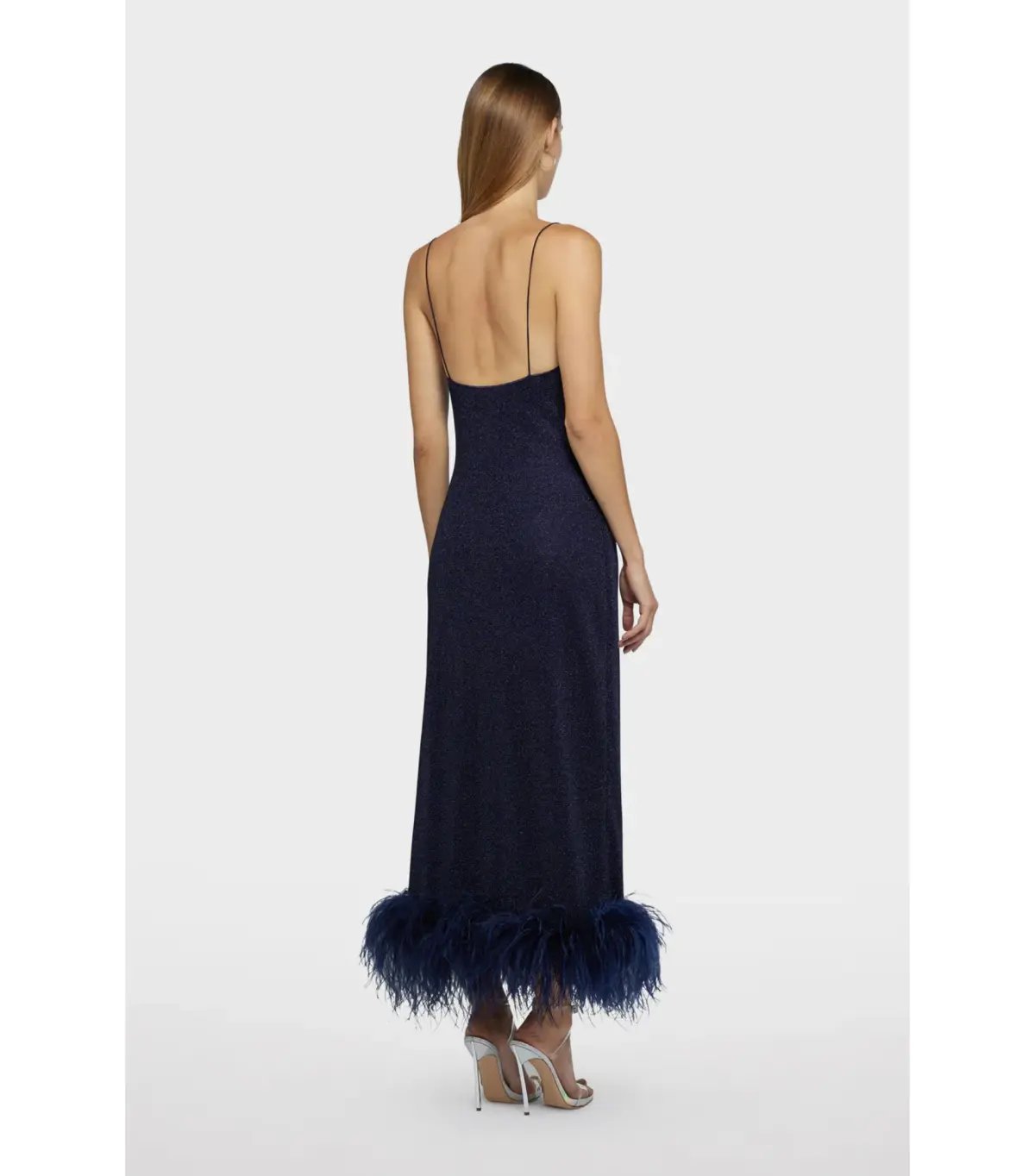 Oseree SS25 Lumière Plumage Slip Dress in Night Blue Size AU 6 photo 3