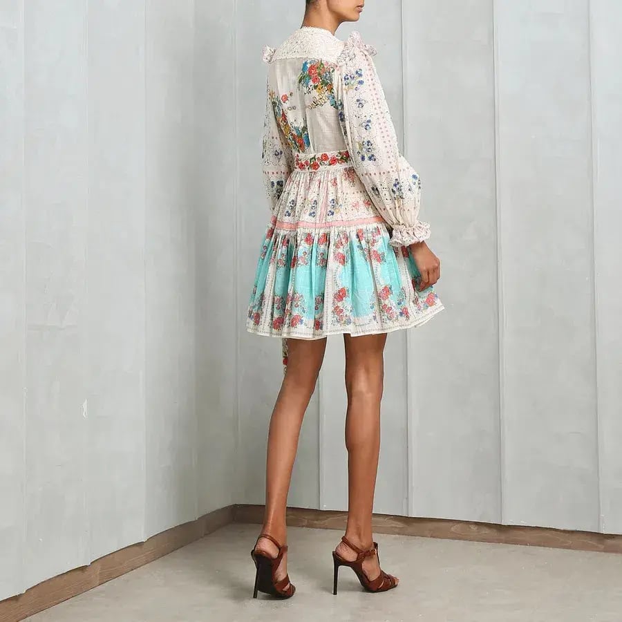 Zimmermann Clover Patched Wrap Mini Dress Multi Size 0 / AU 6 photo 2