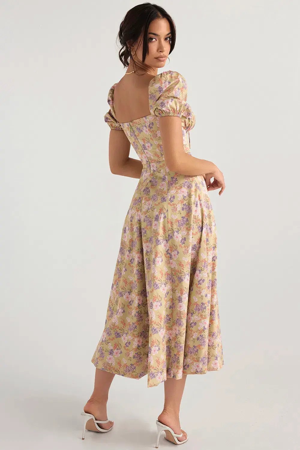 House of CB Tallulah Puff Sleeve Midi Sundress Peony Print  Size 14 photo 2