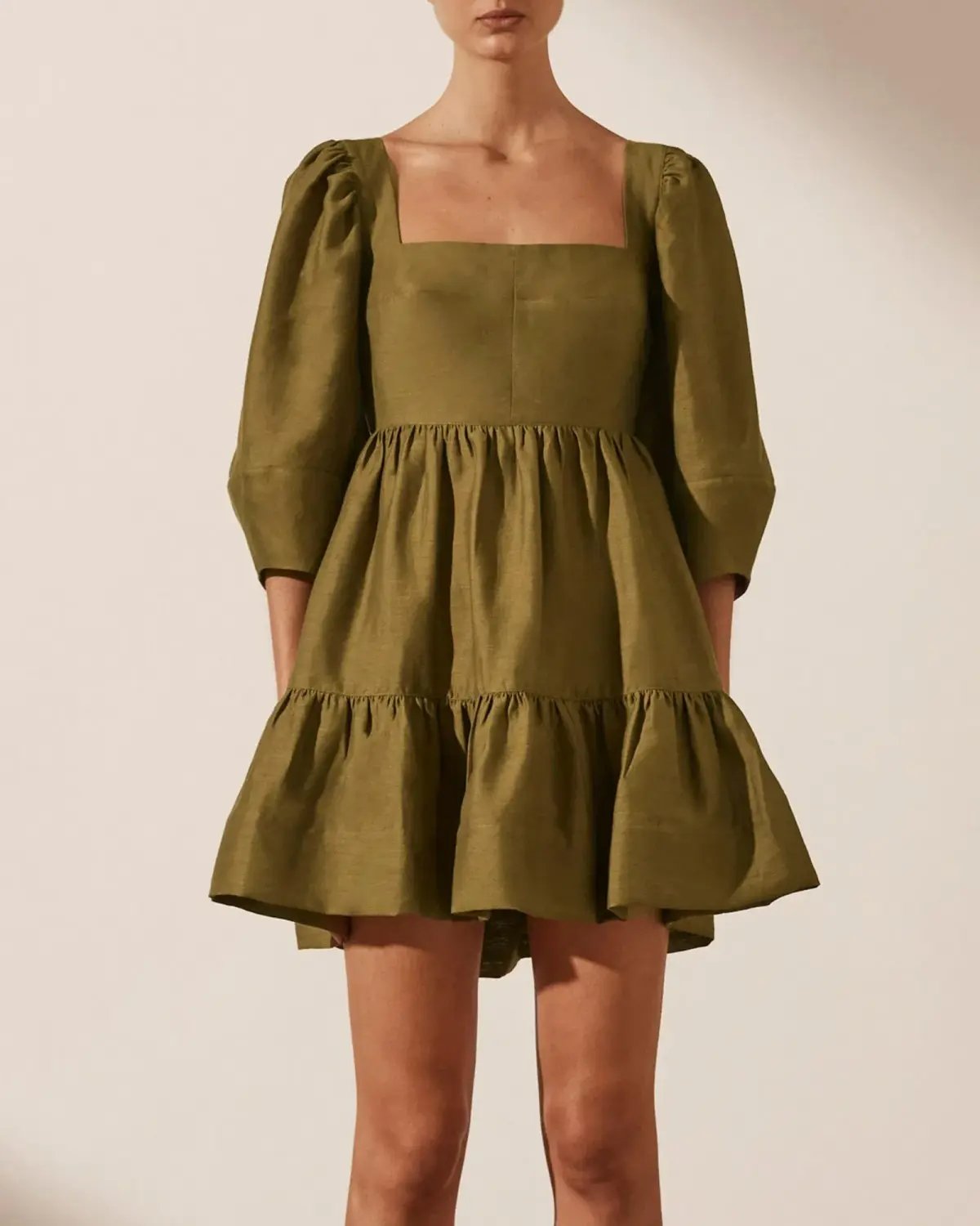 Shona Joy Maya Open Back Mini Dress Cumin Size AU 6 photo 2