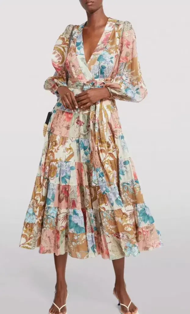 Zimmermann Cassia Patch Wrap Midi Dress Print Size 2/AU12 photo 4