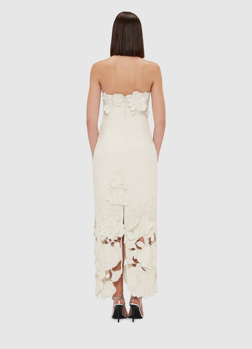 Leo Lin Rayna Appliqué Bustier Maxi Dress - Vanilla photo 4