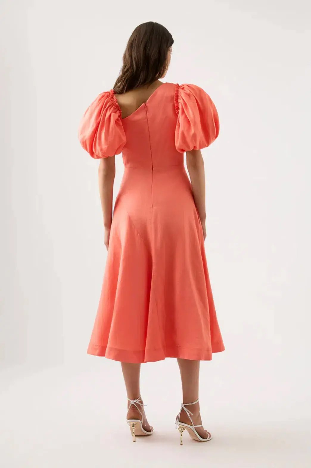 AJE Maia Off Shoulder Midi Dress Coral Orange  Size 16 photo 4