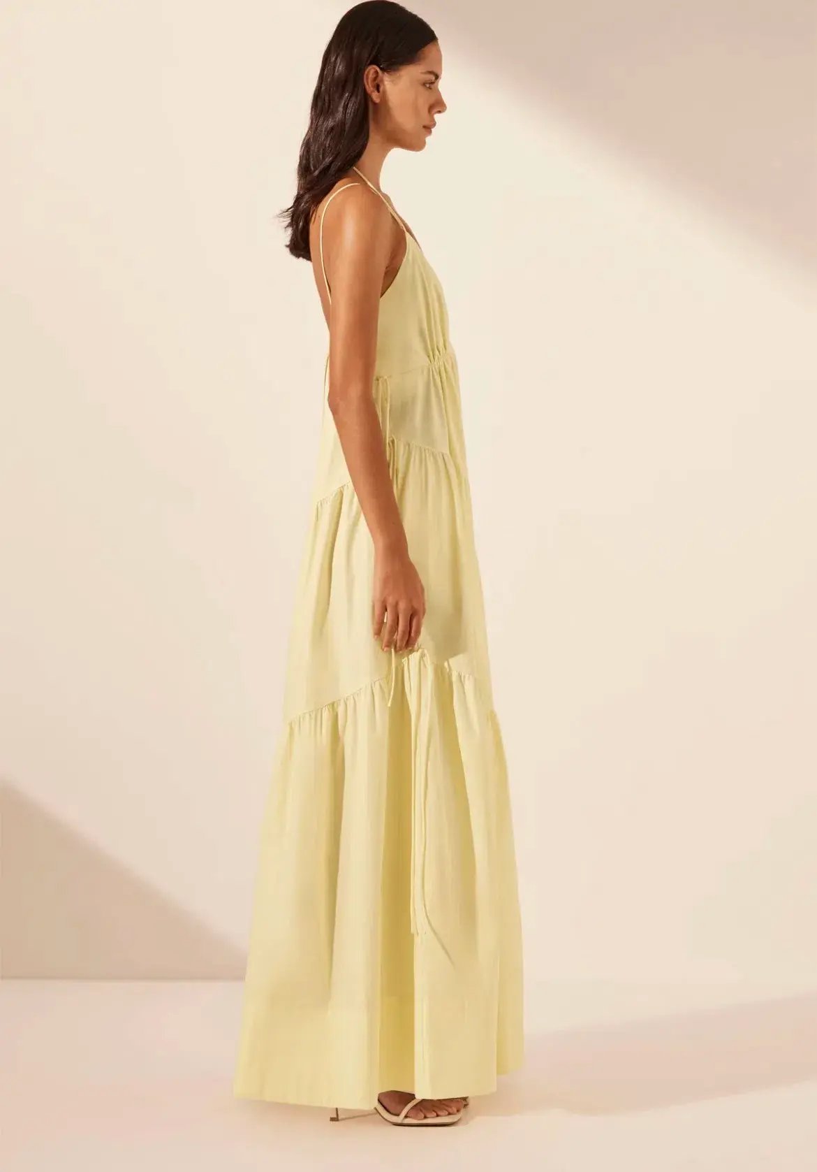 Shona Joy Maiori Tiered Maxi Dress in Lemon Size 8 photo 2