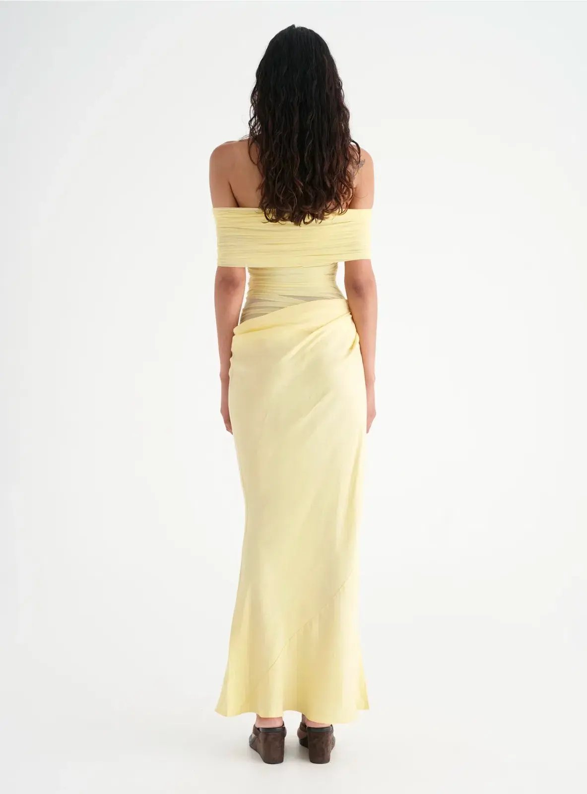 Benni Nico Off Shoulder Maxi Dress in Butter Size AU 8 photo 3