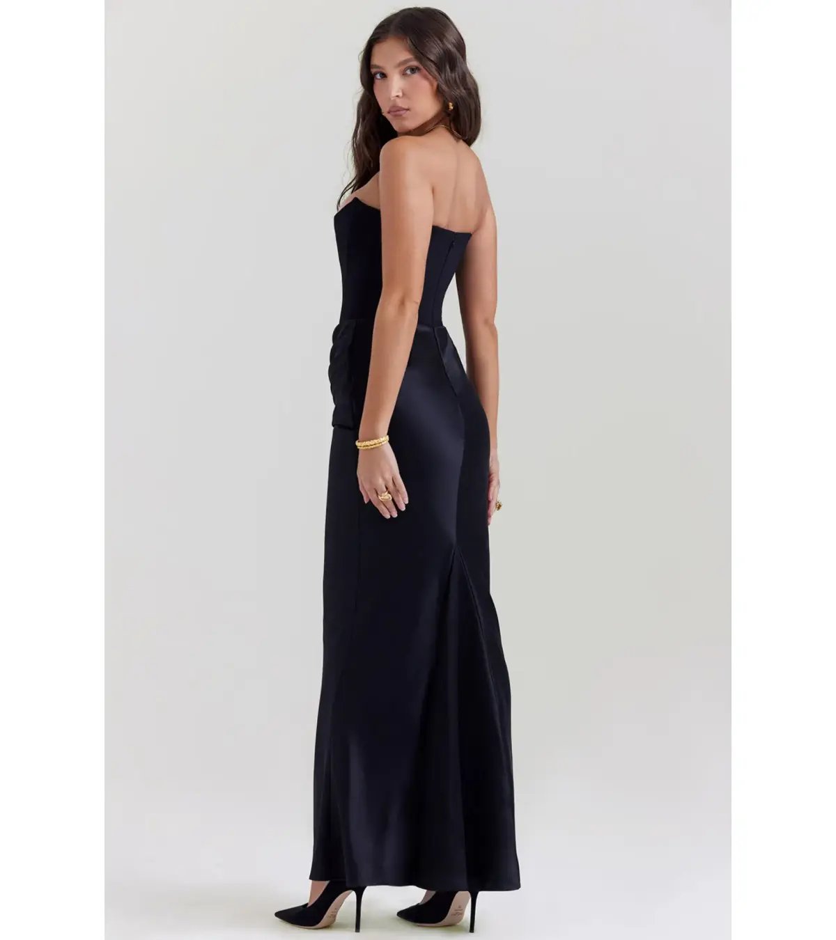 House of CB Persephone Strapless Corset Dress Black Size 6/XS photo 4