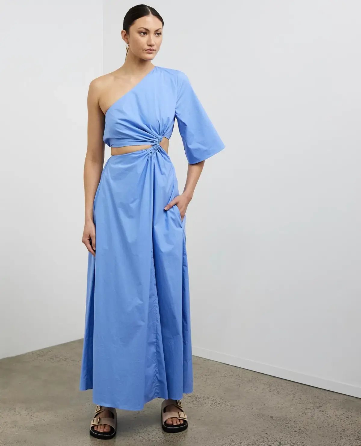 Camilla and Marc Wally One Shoulder Cut Out Maxi Dress in Sky Blue Size 10 photo 4