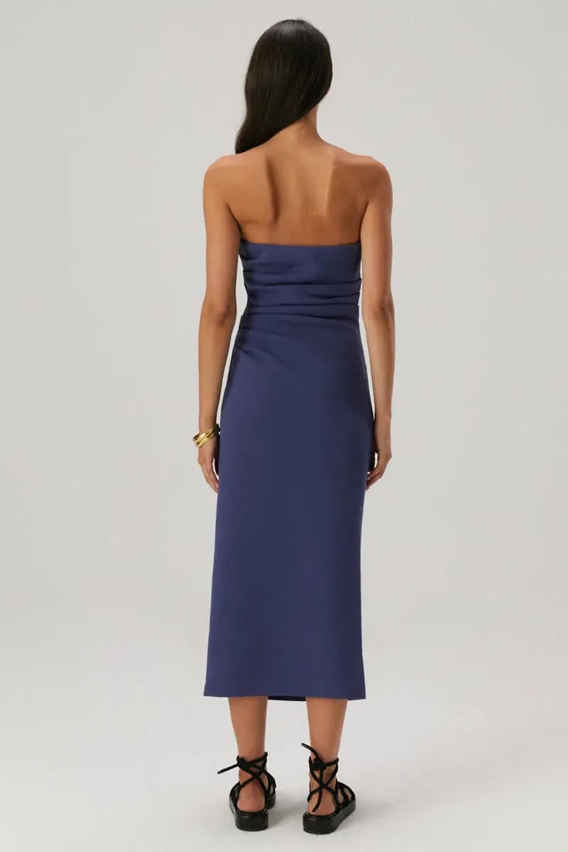MISHA Calandra Strapless Midi Dress Denim Blue Size 12/L photo 2