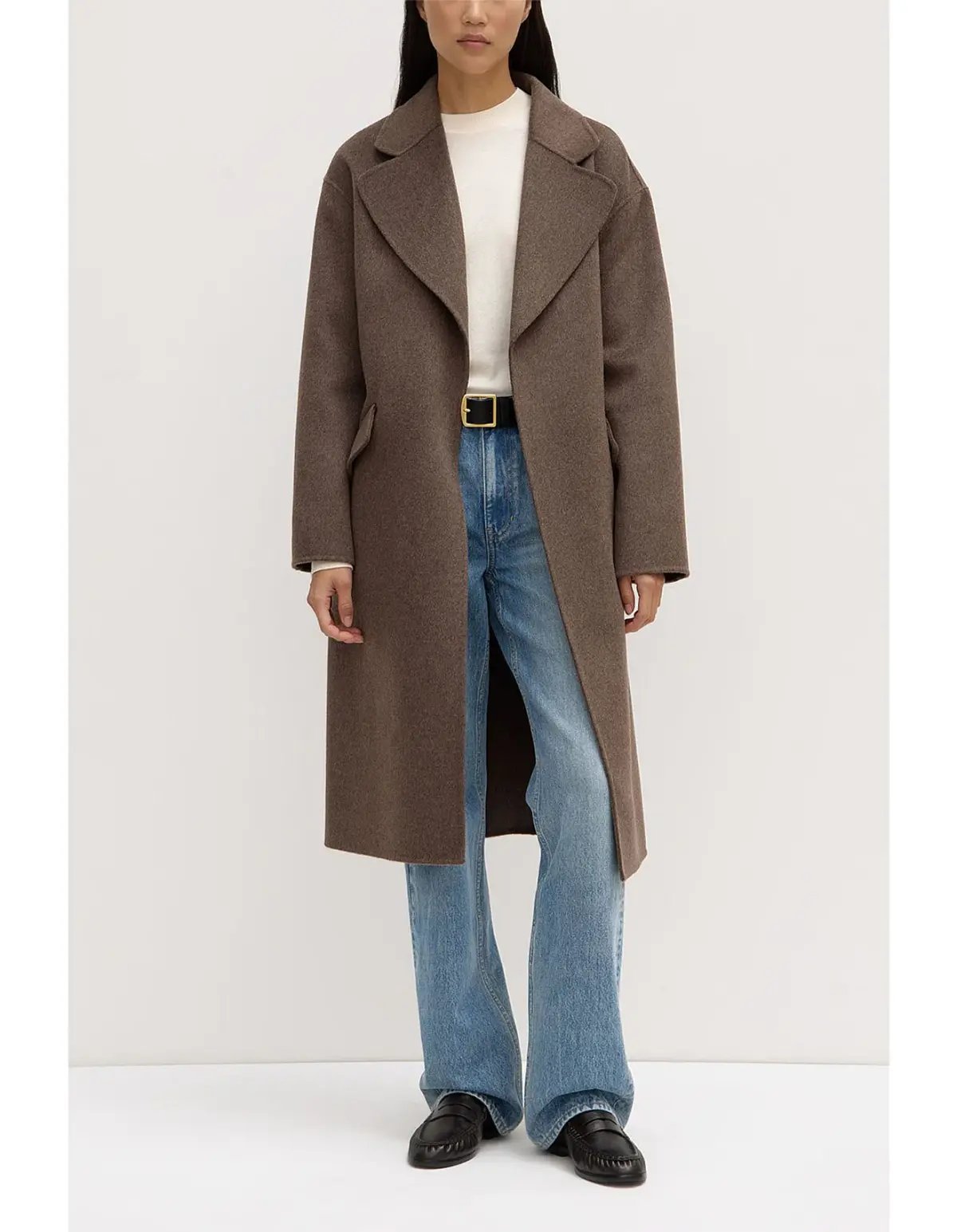 Assembly Label Sadie Single Breasted Wool Coat in Cocoa Marle Size photo 2