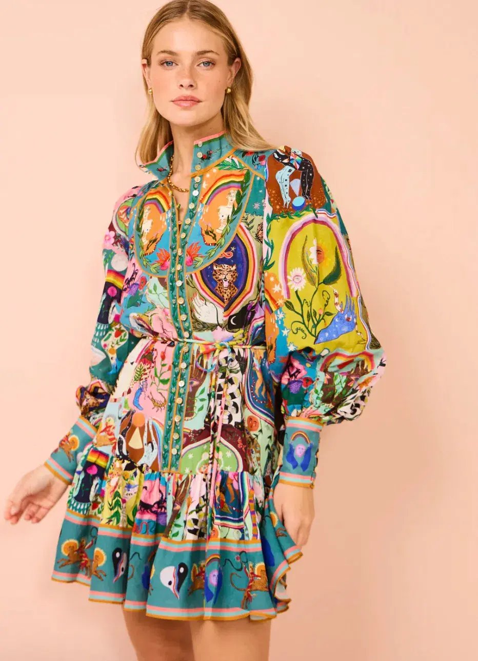 Alemais Evergreen Mini Dress Multi Size 12 photo 2