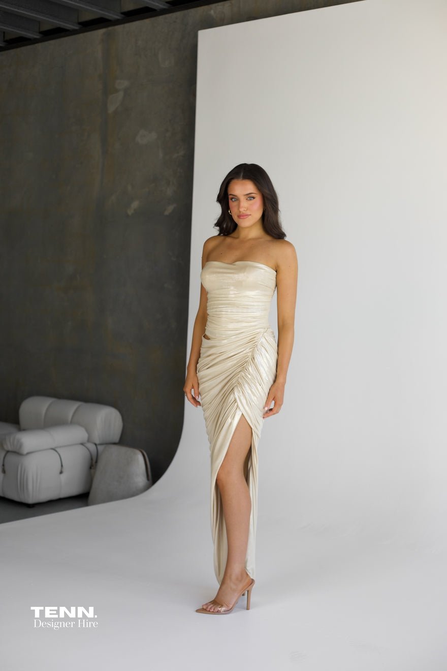 Albina Dyla Jet Corset Gown - Metallic Gold photo 3