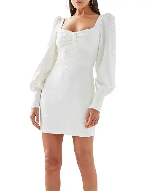 By Johnny Balloon Sleeve Mini Dress White Size 12 photo 3