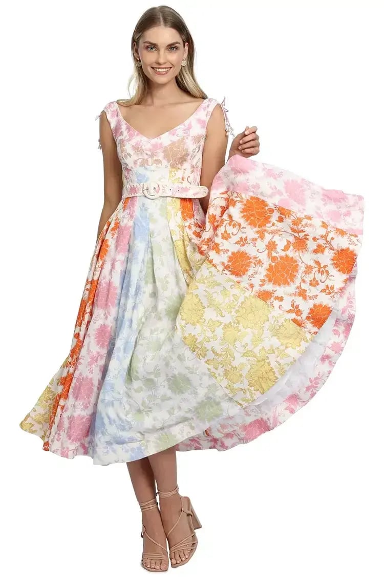 Zimmermann Postcard Spliced Midi Dress Multi Print Size 10 AU photo 4