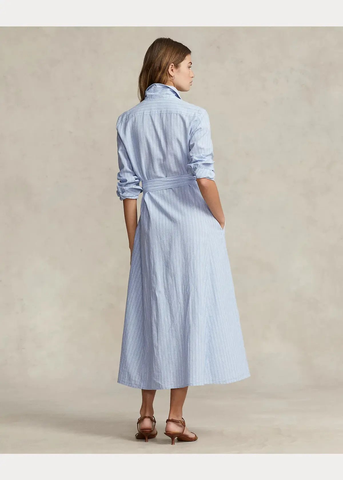 Ralph Lauren Belted Striped Linen Cotton Shirtdress Blue Size 6 photo 3
