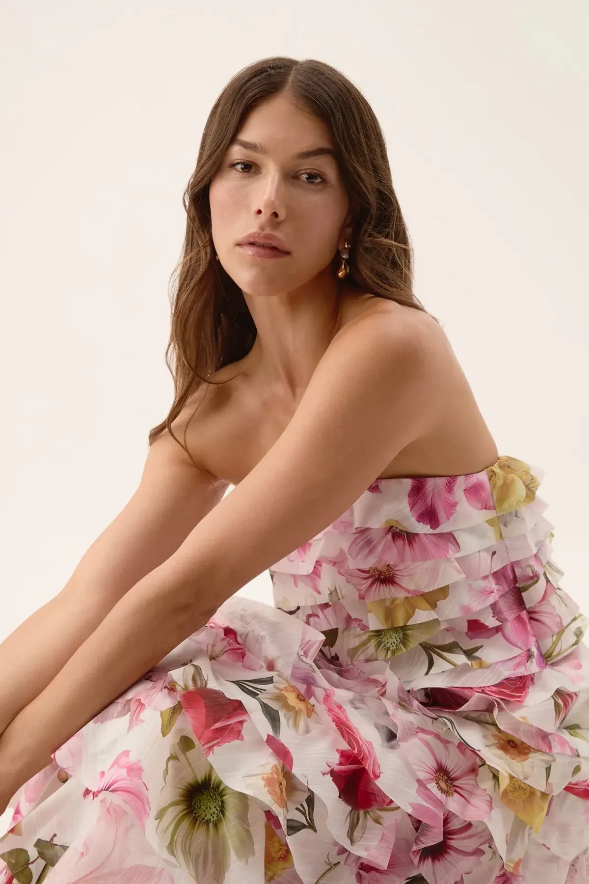 Aje Fleur Pleated Gown in Collage Floral Size AU 10 photo 3