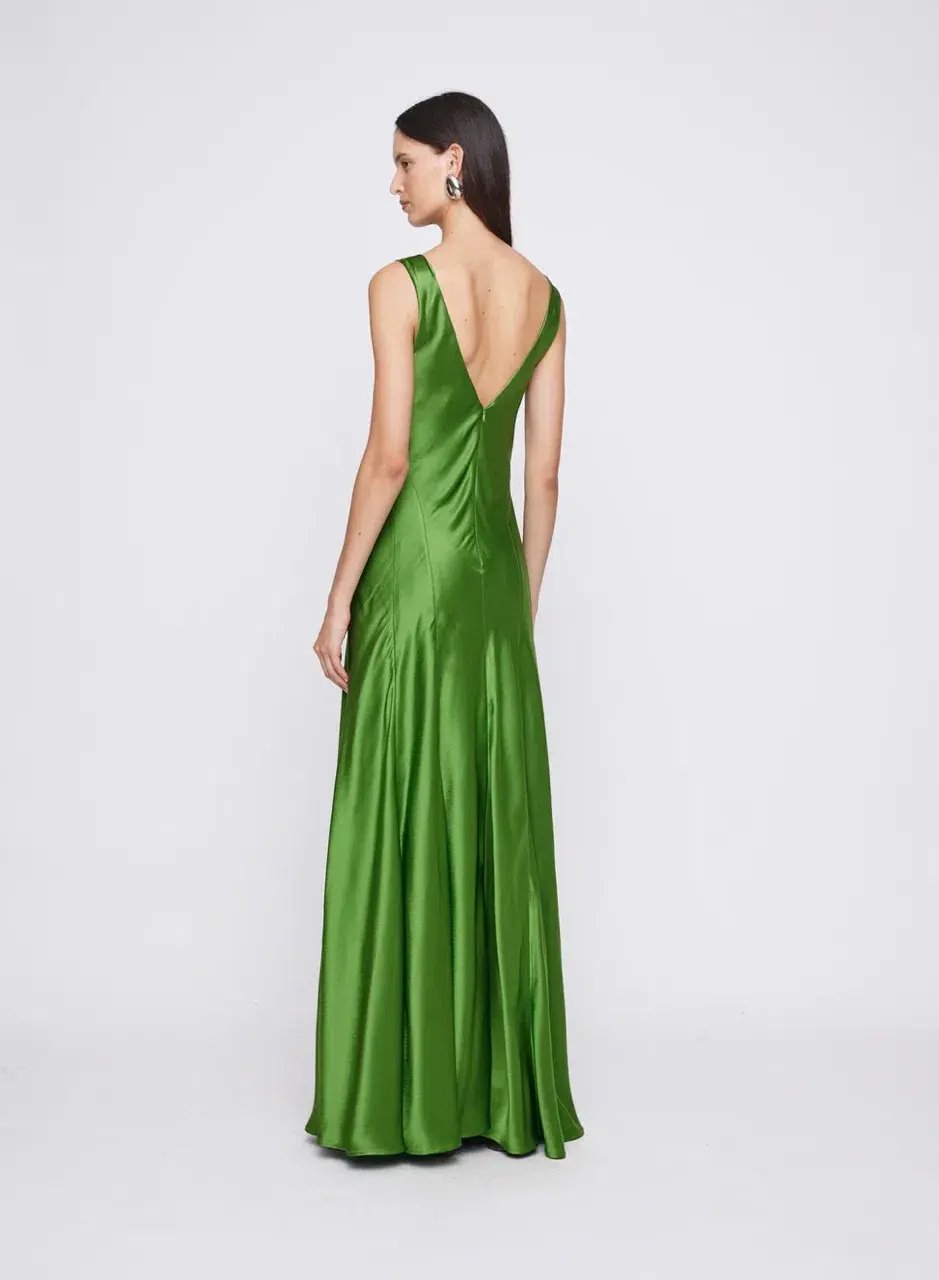 ANNA QUAN Keira Draped Maxi Dress Gown in Green Fern 10 photo 7