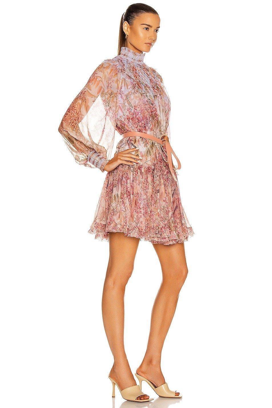 Zimmermann Botanica Smocked Yoke Mini Dress Milettia Floral Size 0P/ AU 6 photo 2