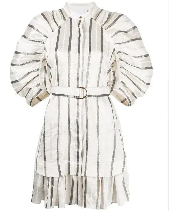 Acler Striped Leighton Midi Dress White Size AU 10 photo 4