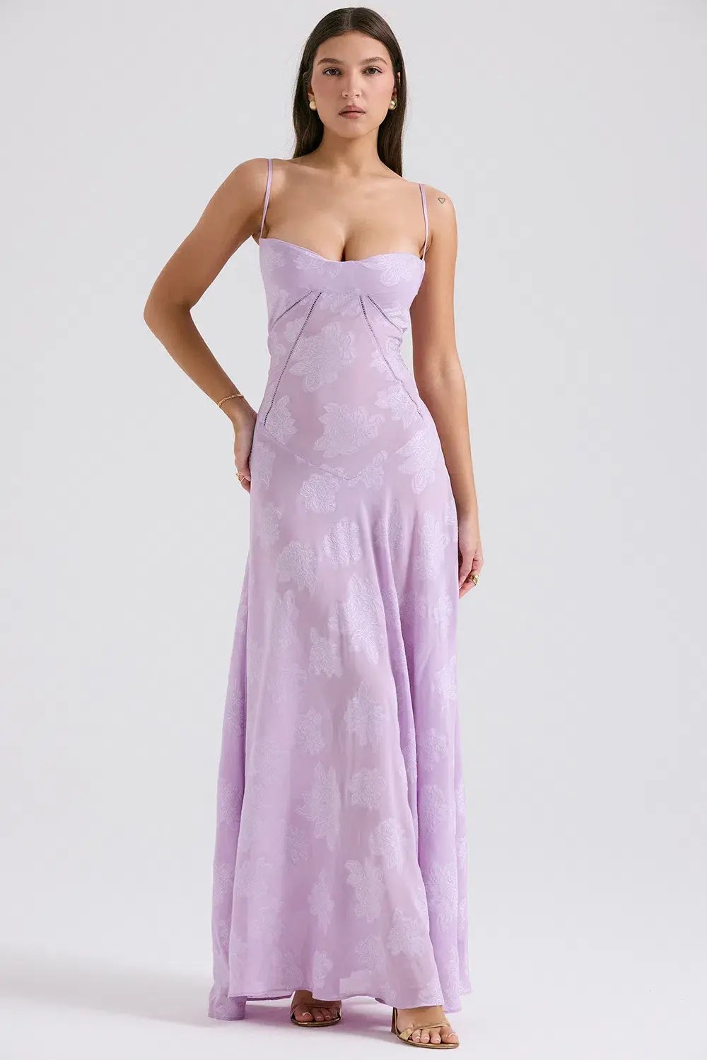 House Of CB Seren Lace Back Maxi Dress Orchid Floral Size M / AU 10 photo 2
