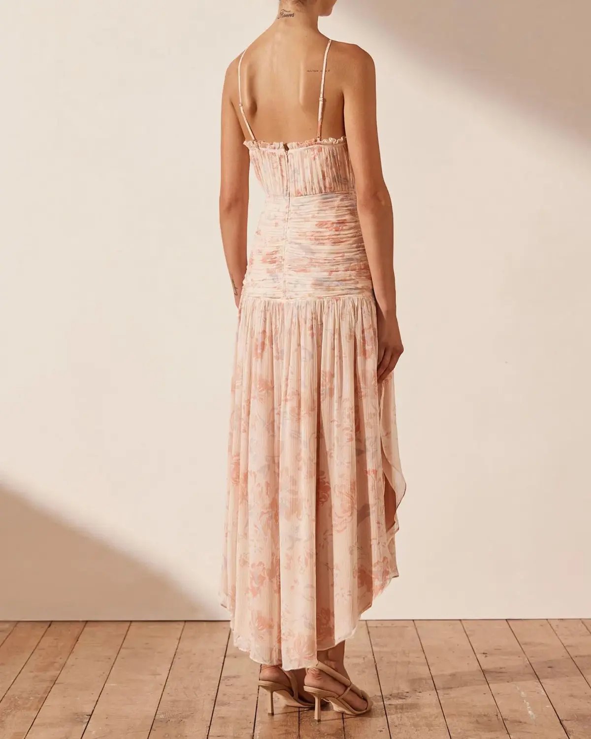 Shona Joy Faye Cross Front Midi Dress Blush & Multi Size 12 photo 4