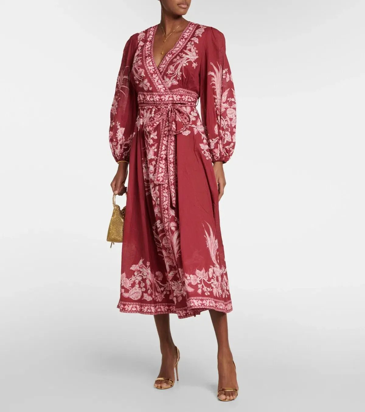 Zimmermann Tiggy Wrap Midi Dress Rhubarb Bird Floral Size 0 / 8 AU photo 2