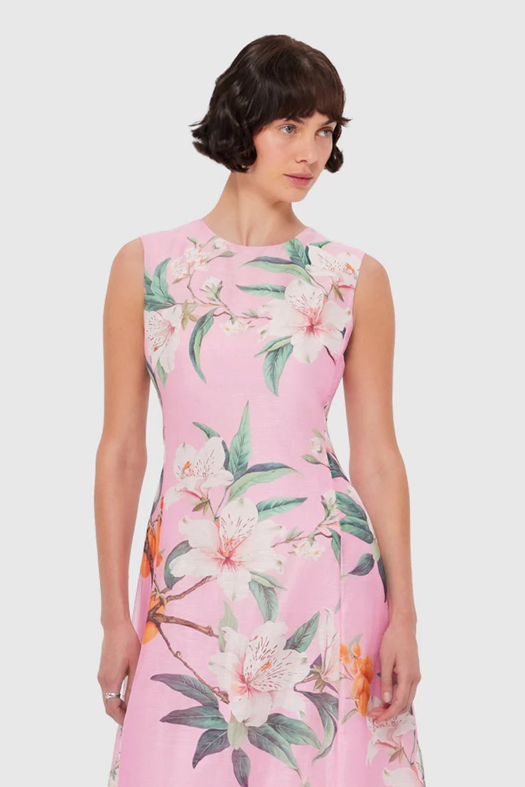 Leo Lin Cleo Sleeveless Midi Dress - Lavish Print in Pink photo 3
