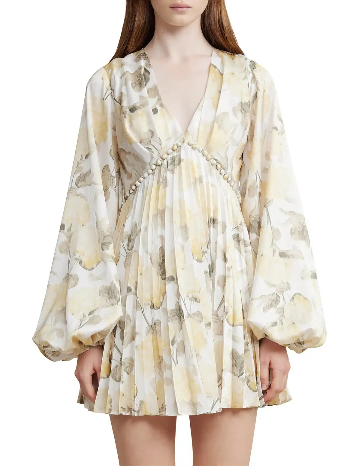 Acler Faris Pleated Floral Satin Mini Dress Print Size S/Au 8 photo 2