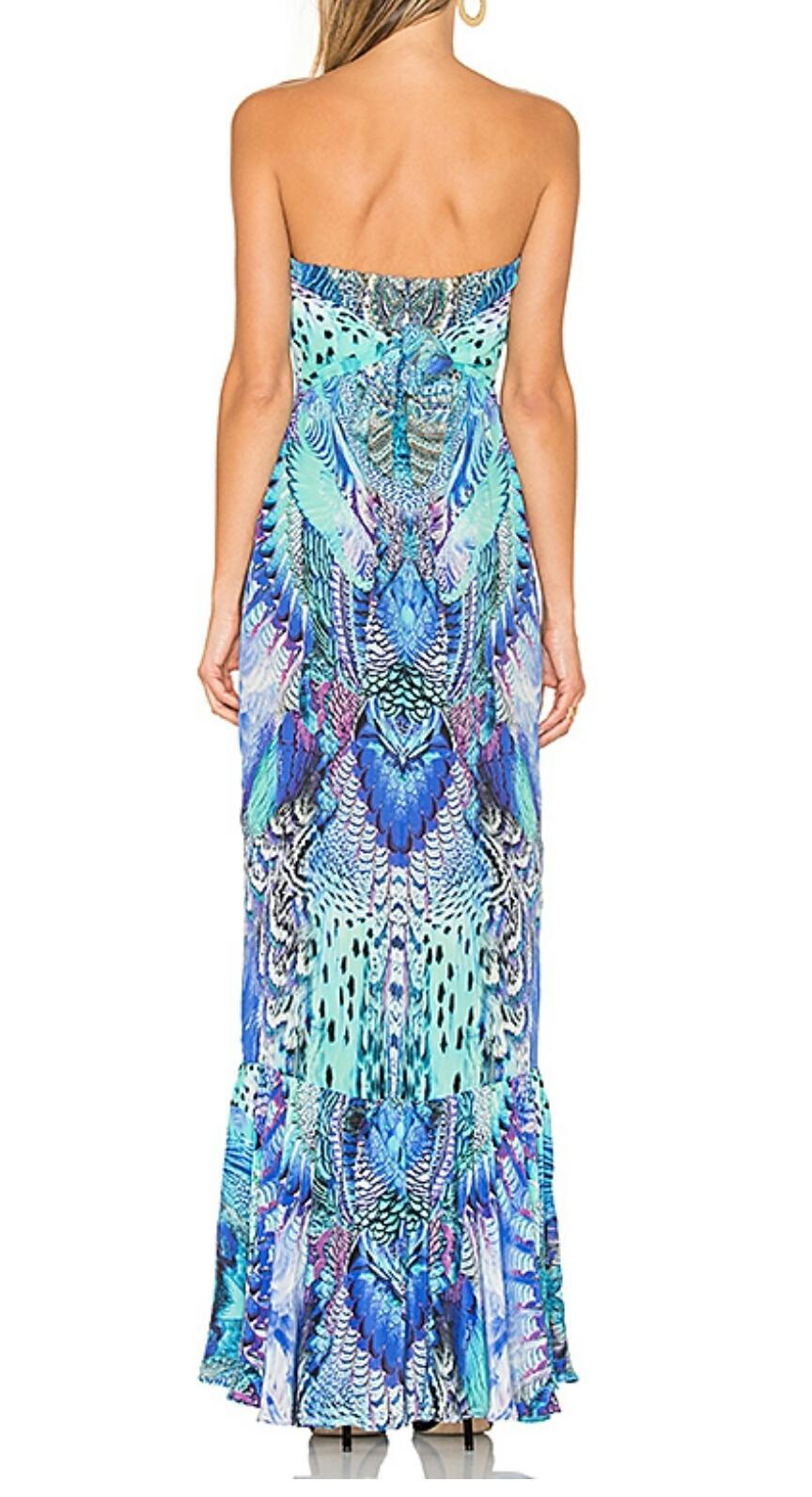 Camilla Moondance Strapless Long Dress with Frill Print Size 8 photo 2