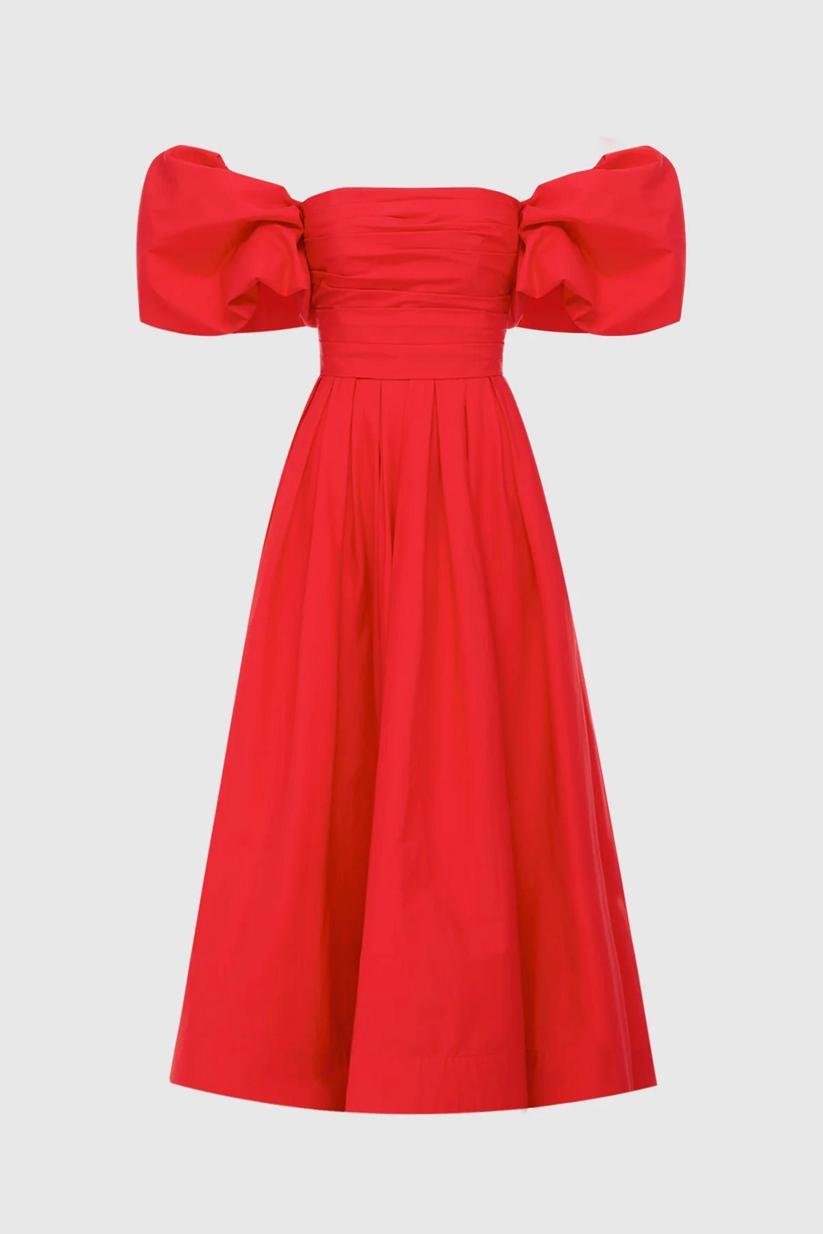 LEO LIN MATILDA PUFF SLEEVE MIDI DRESS - SCARLET photo 3