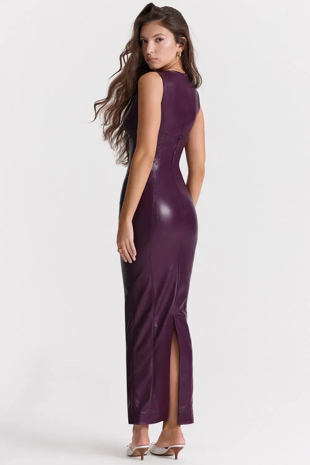 House of CB Sahara Vegan Leather Maxi Dress Merlot Size XS / AU 6 photo 3