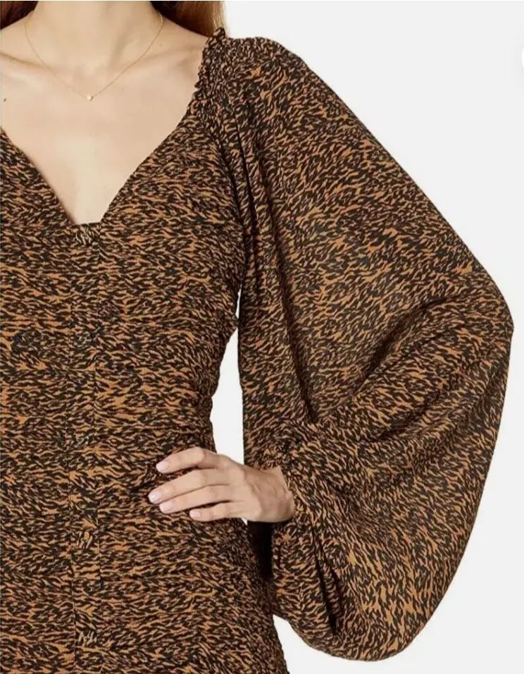 Ted Baker London Wyatte Ruched Bodycon Mini Dress Animal Print Size AU 10 photo 2
