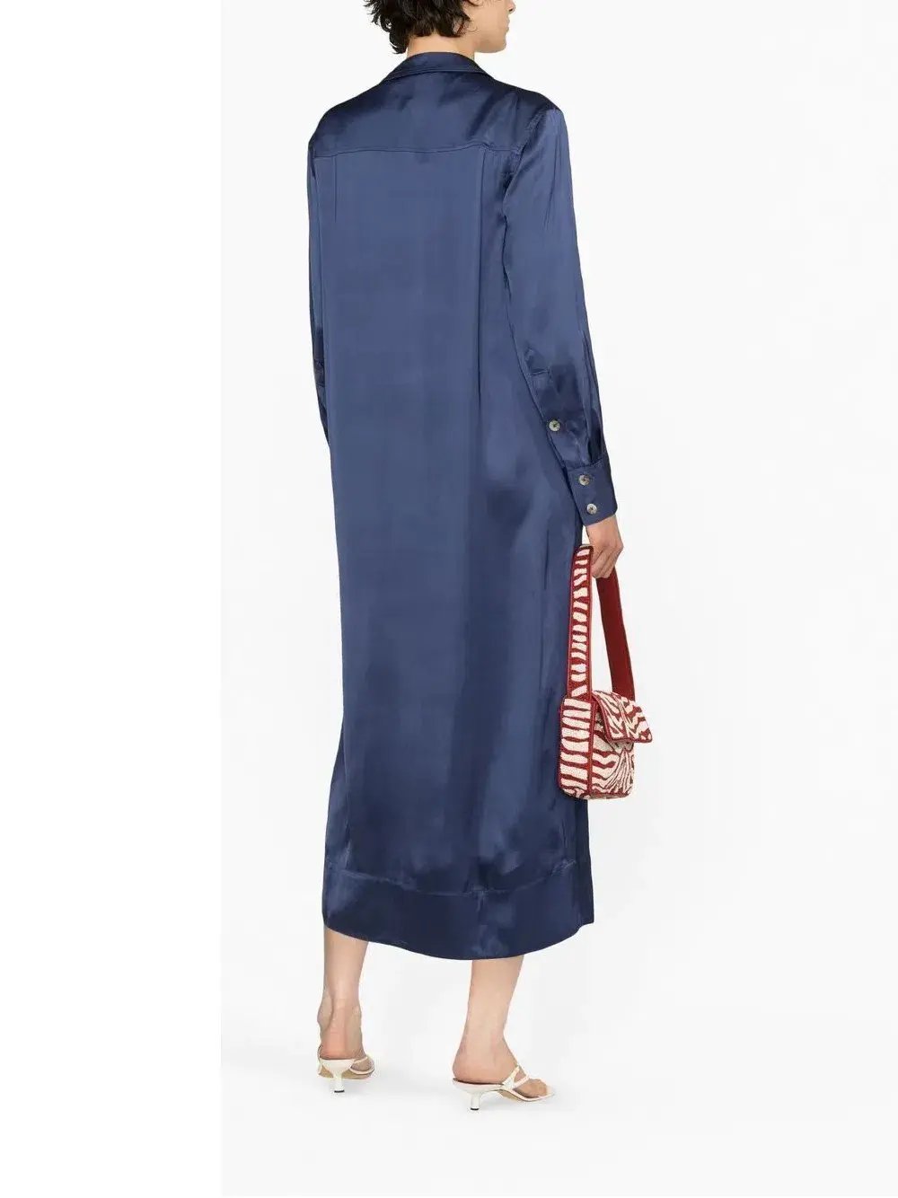 LouLou Studio Ara Satin Maxi Shirt Dress Navy Size M/Au 12 photo 2