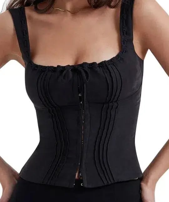 House of CB Chicca Square Neck Corset Top Black Size S/Au 8 photo 2