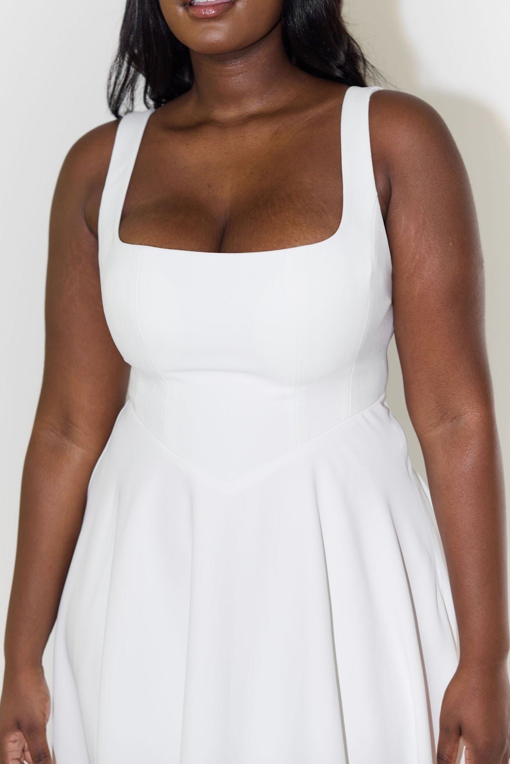 ODD MUSE THE ULTIMATE MUSE HIGH WAIST SQUARE NECK MIDI DRESS - WHITE photo 5