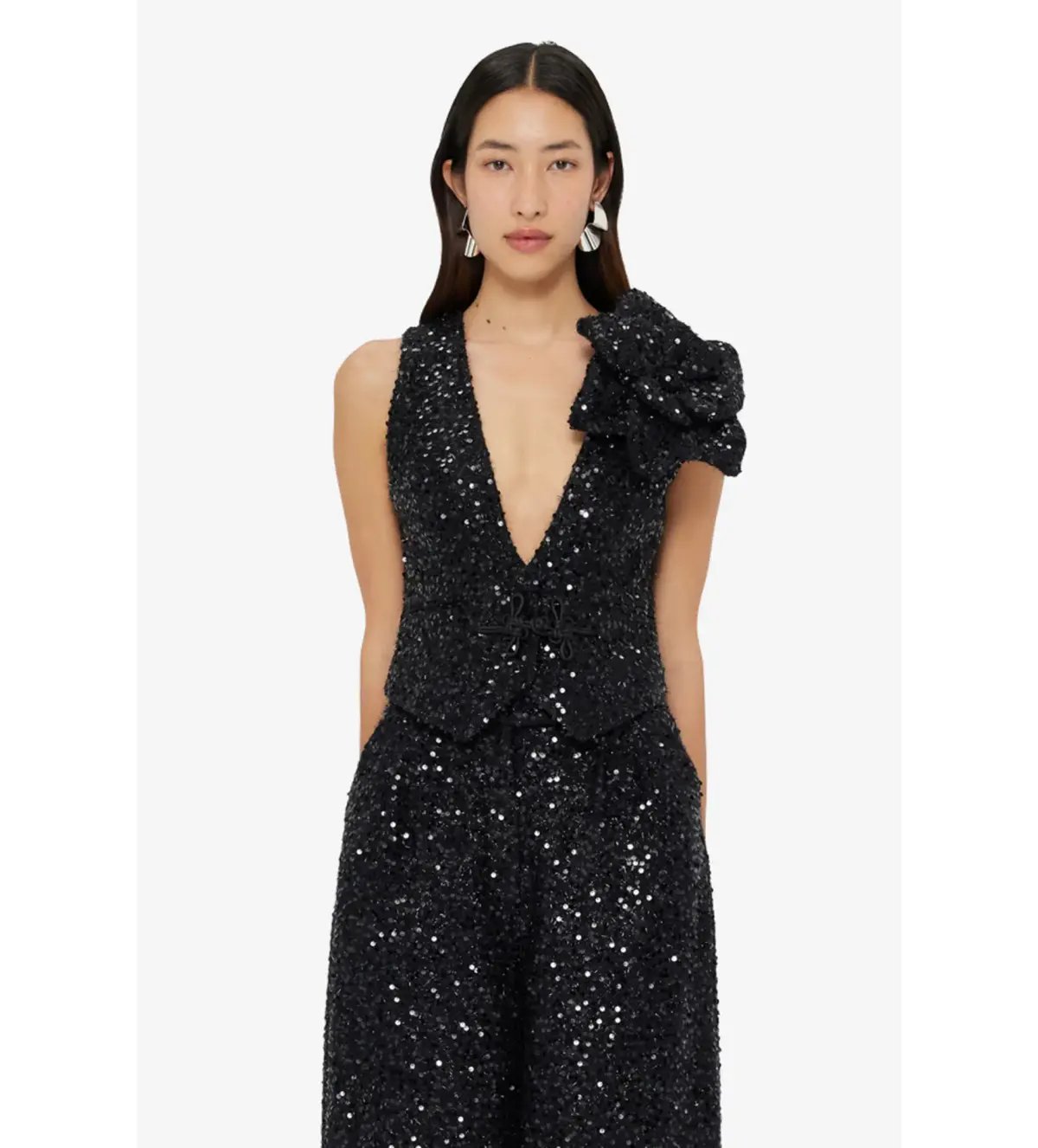 Leo Lin Anna-May Onyx Sequin Pants & Vest Set Onyx Size 10 photo 2