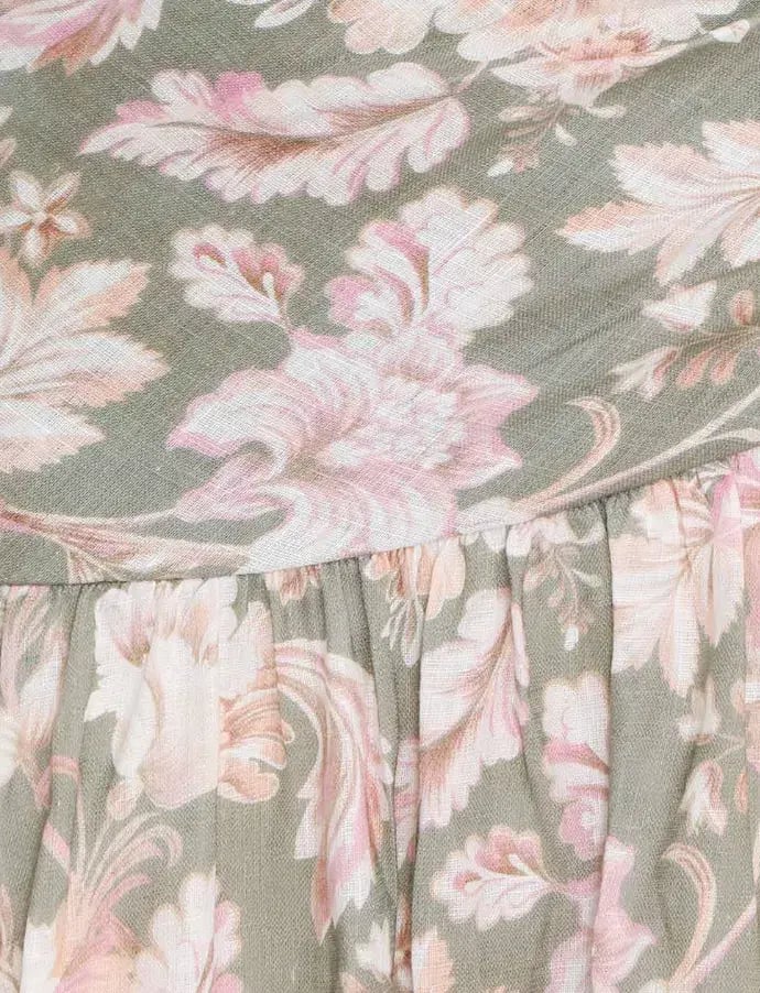 Zimmermann Lyre Wrap Tie Side Midi Dress Floral Size 1 / Au 10 photo 5